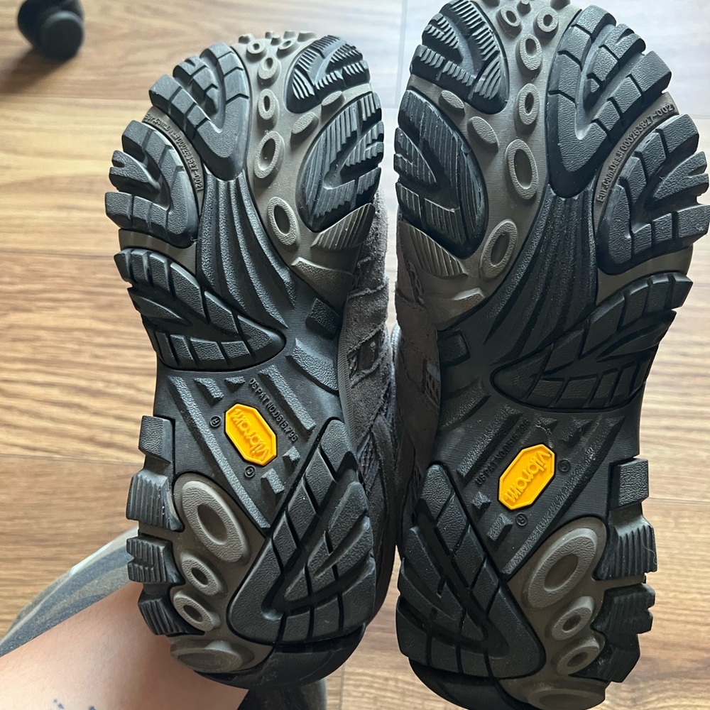 Merrell Womens MOAB 3 Waterproof Gray and Black and Blue Trail Hiking Shoes - Picture 4 of 6